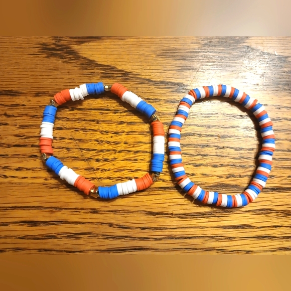 Vibrant Red and Blue Beaded Bracelets - Picture 1 of 6
